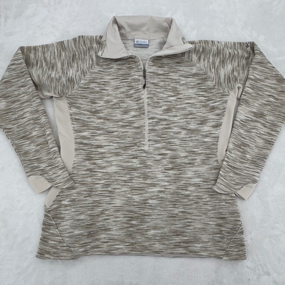 Columbia Optic Got it ll Womens Quarter Zip Pullover Beige‎ Tan Sweater Large